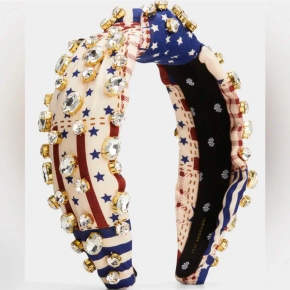 Lele Sadoughi Crystal Americana Knotted Headband - Picture 1 of 6